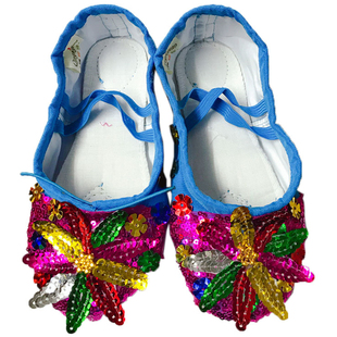 儿童民族舞蹈鞋 亮片舞蹈鞋 民族舞鞋子