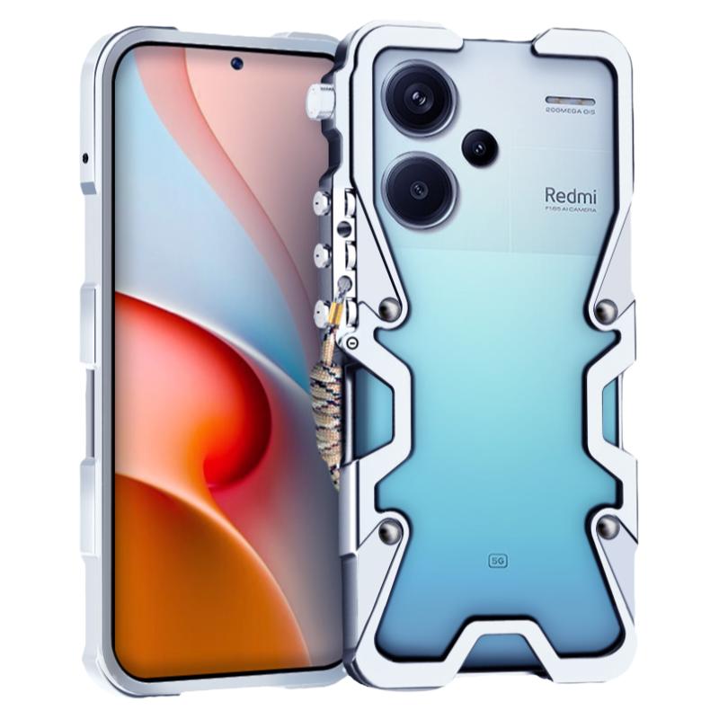 适用于红米note14pro+手机壳机械臂turbo4金属边框Note12turbo保护套note13pro加厚防摔turbo3透气散热12pro