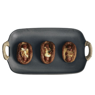 玩物志原创藤编双耳菜盘日式复古粗陶寿司点心盘拍照好看的盘子