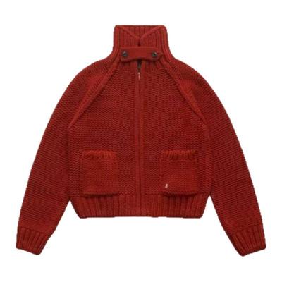 【现货】Rouje Life小众设计双口袋高领羊毛混纺拉链针织开衫外套