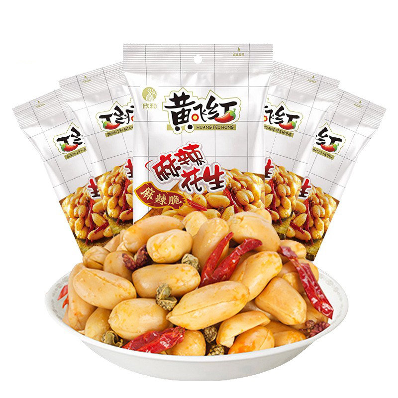 黄飞红麻辣花生76g116g整箱烧烤味下酒菜零食小吃黄飞鸿花生米
