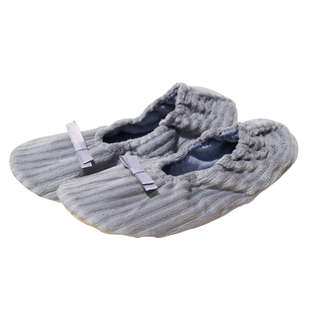 春秋季室内运动静音防滑家居地板女款瑜伽健身软底布底包跟棉拖鞋