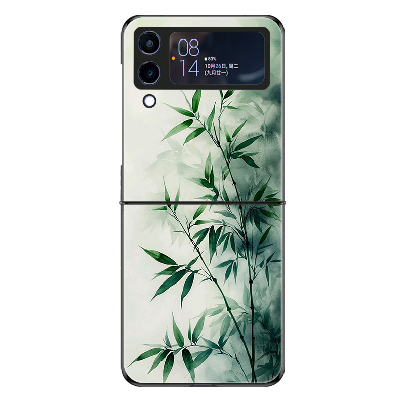 适用三星ZFlip3手机壳ZFlip4折叠W23Flip新款galaxy防摔保护套竹子高级感竹报平安个性简约小众创意网红男女