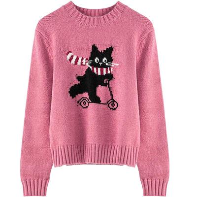 LAGOGO拉谷谷粉色多巴胺针织衫