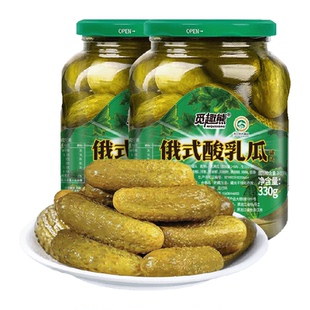 俄式酸黄瓜乳黄瓜330g*2瓶酸甜脆爽腌黄瓜沙拉配菜即食黄瓜罐头