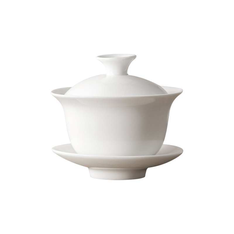 新骨瓷三才盖碗纯白大中小号茶具