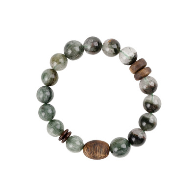 【事业腾达】绿发晶绿幽灵奇楠沉香手串范李李财聚旺业水晶手链