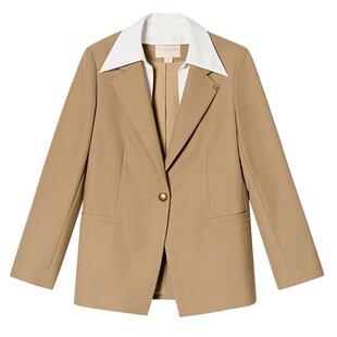 PSALTER诗篇假两件可拆卸衣领宽松微收腰气质西装外套春款