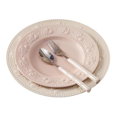 墨色浮雕高颜值餐具碗碟套装陶瓷