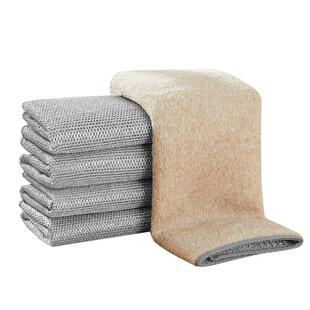 家适杰钢丝洗碗布不掉毛替代钢丝球抹布竹炭竹纤维双面银丝清洁布