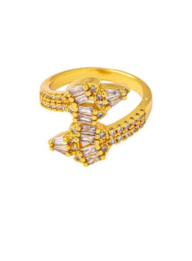 越南沙金蛇头戒指女时尚镶锆