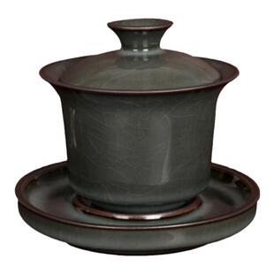 流转千年青瓷铁胎三才盖碗敬茶碗壶承组盒套装陶瓷功夫茶具泡茶碗