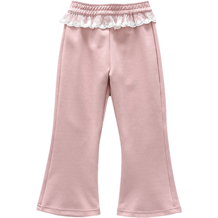 洋气童装2026春款儿童女童喇叭裤宝宝蕾丝花边薄款裤子运动裤卫裤