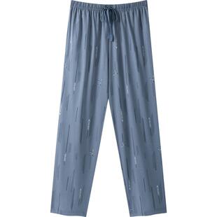三枪睡裤男可外穿居家长裤纯棉简约夏季休闲透气宽松印花家居裤
