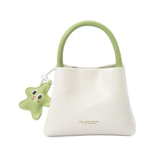 森马包包水桶包女2024新款精致mini手提包多巴胺斜挎包撞色单肩包