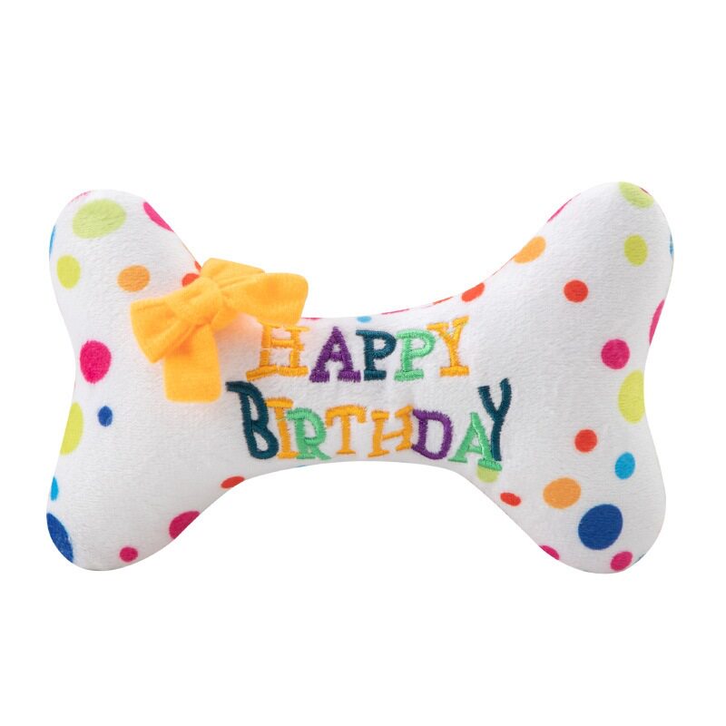 宠物狗狗生日礼物 啃咬磨牙玩具毛绒发声解闷骨头玩偶猫解闷独处