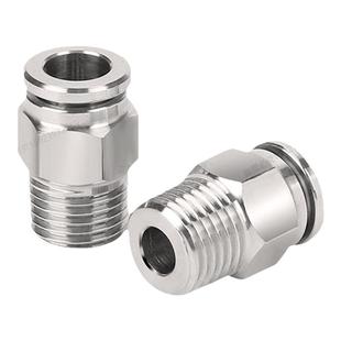 气动元件304不锈钢快速快接气管快插接头气源速插气嘴PC螺纹直通