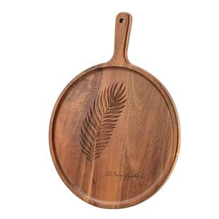 BillF牛排餐盘木质家用木盘圆形西餐披萨托盘大号野餐露营盘便携