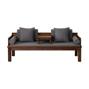 空器木作黑胡桃木罗汉床新中式实木两用推拉实木沙发床榻客厅家具