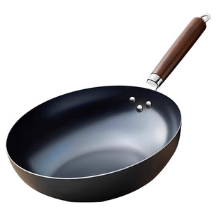 章丘传统炒菜锅章丘老铁锅无涂层不粘锅老式家用炒锅燃气灶专用锅