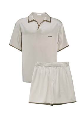 MANITO/曼尼陀Ribbon男士Polo领短袖短裤家居服套装桑蚕丝睡衣
