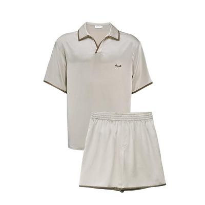 MANITO/曼尼陀Ribbon男士Polo领短袖短裤家居服套装桑蚕丝睡衣