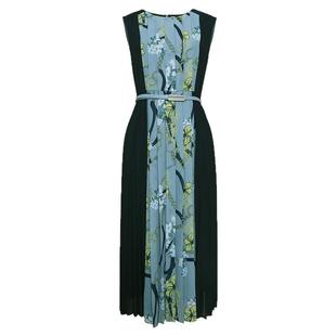 JAN AN NO简爱诺春夏花色新款无袖拼接长款收腰连衣裙J2010045LQ