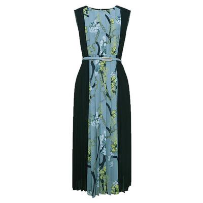 JAN AN NO简爱诺春夏花色新款无袖拼接长款收腰连衣裙J2010045LQ