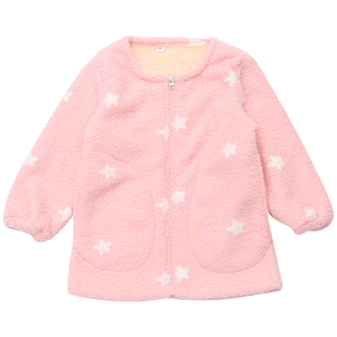 儿童罩衣秋冬长袖女童加绒加厚套羽绒服罩衫宝宝吃饭护衣小孩围衣
