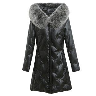 海宁真皮羽绒服女中长款外套2025冬季绵羊皮修身韩版大码皮草清仓