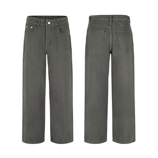 BurnBro美式复古直筒宽松vintage牛仔裤男女纯色休闲百搭显瘦长裤