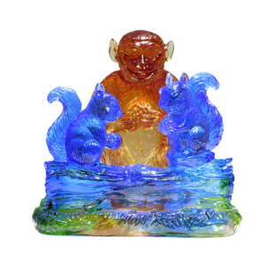 集雅轩宋韶光大师2026马年吉祥物生肖属龙 鼠猴喜合 琉璃摆件礼品