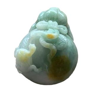 缅甸玉缅甸天然A货翡翠浅绿色黄翡黄加绿呱呱来财钱袋子挂件吊坠