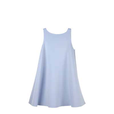 浅蓝色宽松绑带无袖连衣裙a字裙