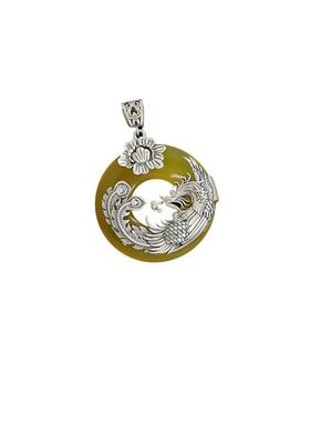 925纯银黄玉髓长命锁吊坠项链锁骨链轻奢小众民族风配饰百搭饰品