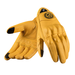 TKNE春夏摩托车真皮手套透气复古哈雷骑行防风可触屏机车装备四季