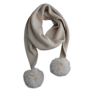 盈妹 比邻星 大兔毛球针织百变小围脖球球三角巾纯色围巾女生冬季