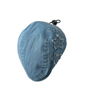 婴儿反戴贝雷帽春秋季复古做旧五角星穿搭前进帽男童女宝宝鸭舌帽