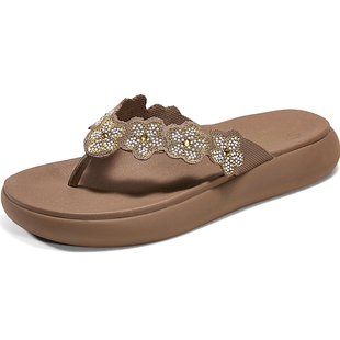 斯凯奇2026夏季新款女鞋人字拖舒适轻盈厚底拖鞋夹脚拖一字凉鞋