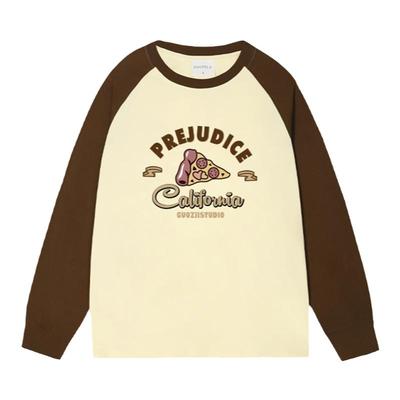 长袖插肩常规印花纯棉t恤女