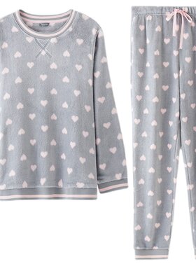舒雅珊瑚绒夹棉秋冬女士家居服