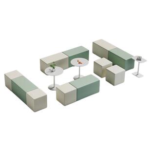 早教学校培训机构休息区休闲沙发简约工作室无靠背接待等候长条凳