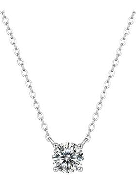 周珍珍莫桑项链石女锁骨链吊坠克拉六爪钻925银礼物18k钻石金正品