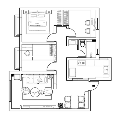 室内设计房屋装修设计施工图水电图平面改造设计全套施工方案设计