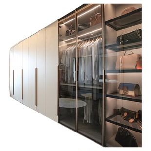 拉迷全屋定制整体家具步入式卧室玻璃门衣柜金属衣帽间家居定做