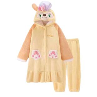 黄油饼饼睡袍珊瑚绒睡衣女款2026秋冬季加厚长睡裙可爱家居服加绒