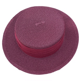 2025新款平顶草帽女款夏季海边度假沙滩帽遮阳防晒帽草编太阳帽子