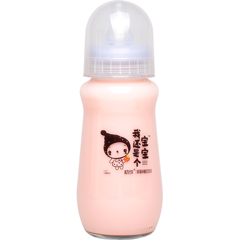 我还是个宝宝初饮奶瓶酸奶奶嘴式玻璃瓶儿童常温网红酸奶280ml*3