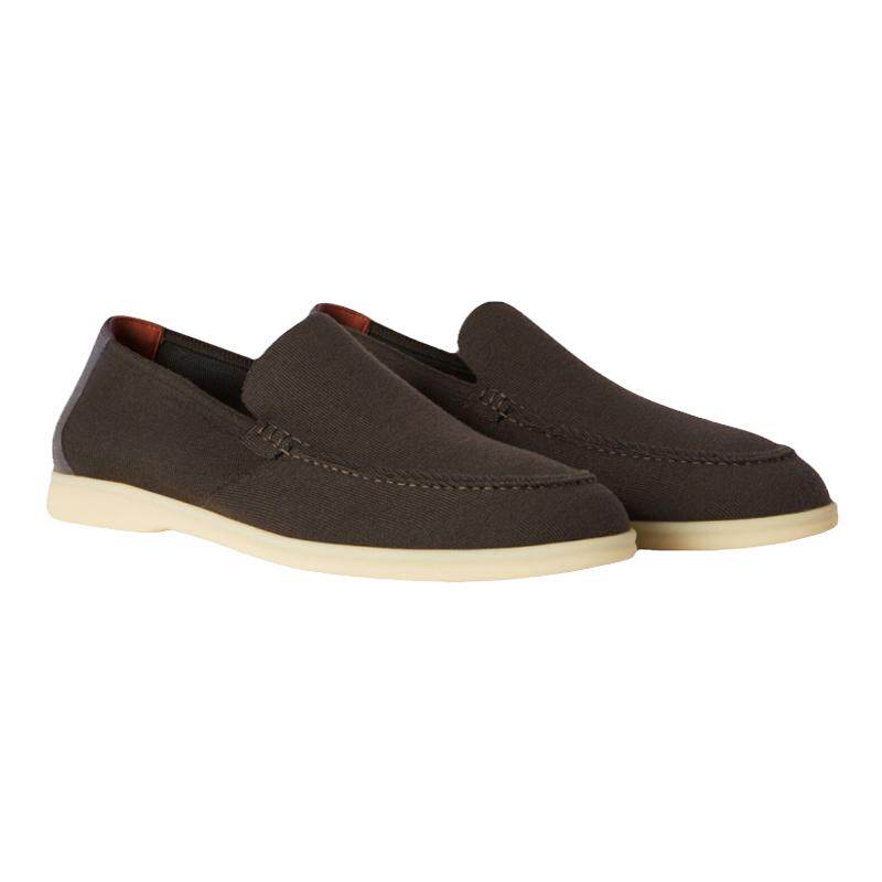 Loro Piana/诺悠翩雅男鞋巧克力色羊毛针织鞋面橡胶底乐福鞋