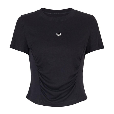 婉甸2026夏季新品黑色坑条短袖修身型休闲风女士T恤1252T03SX1YX